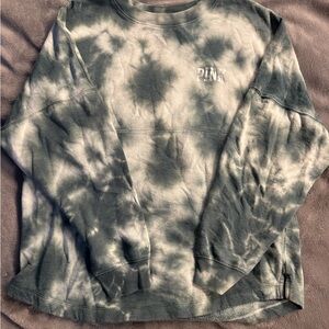 PINK Victoria's Secret Blue Tie-Dye Women's Crewneck Sweater